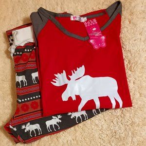 🎄 NWT ~ 2 Piece Moose Unisex PJ Set (Size: XL) by Vogue Fashion 🎄🫶